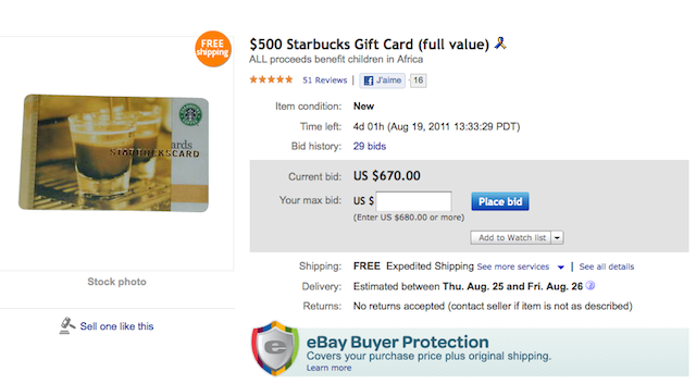 Starbucks gift card